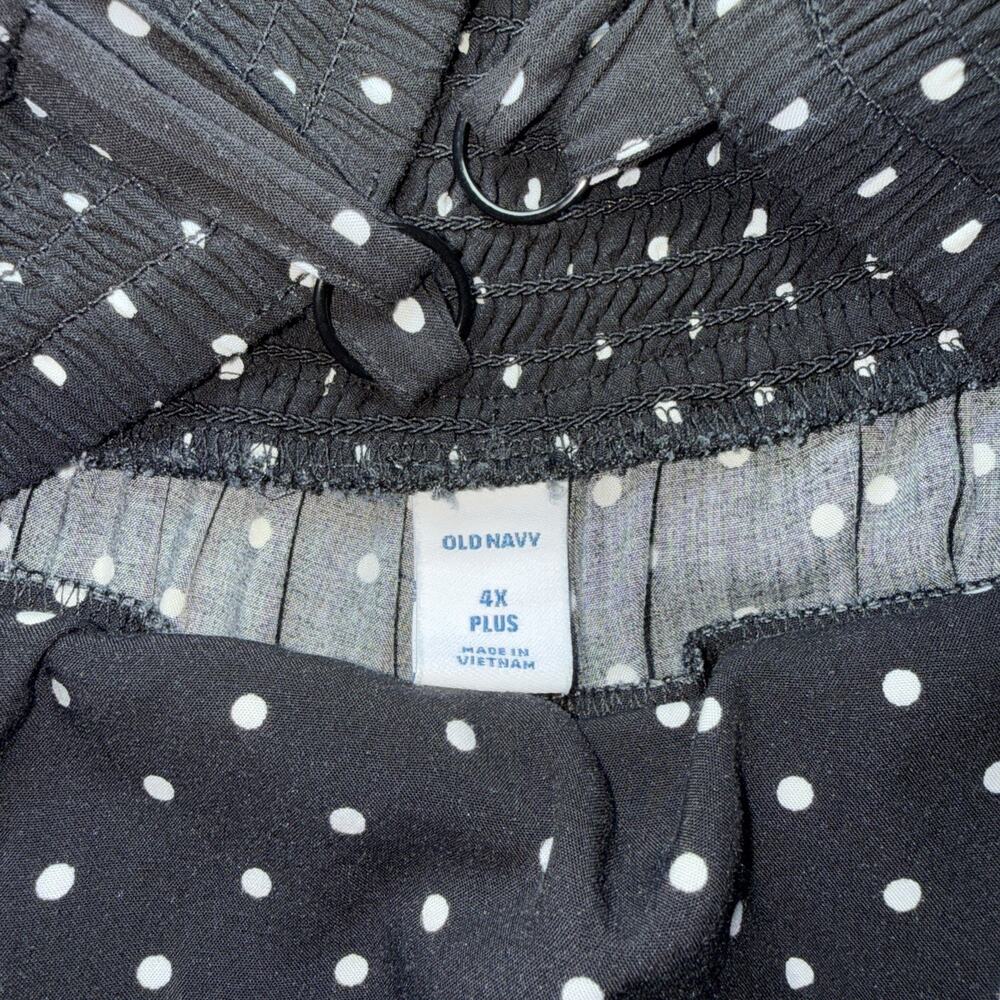Old Navy Jumpsuit Womens 4X Black Polka Dot Sleeveless Pockets Smocked Back EUC - Picture 2 of 16